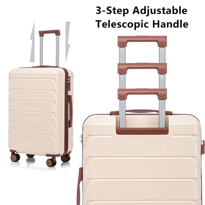Beige 2-piece hard-shell spinner luggage set with brown trim and adjustable handles on Tampa Home & Garden Store