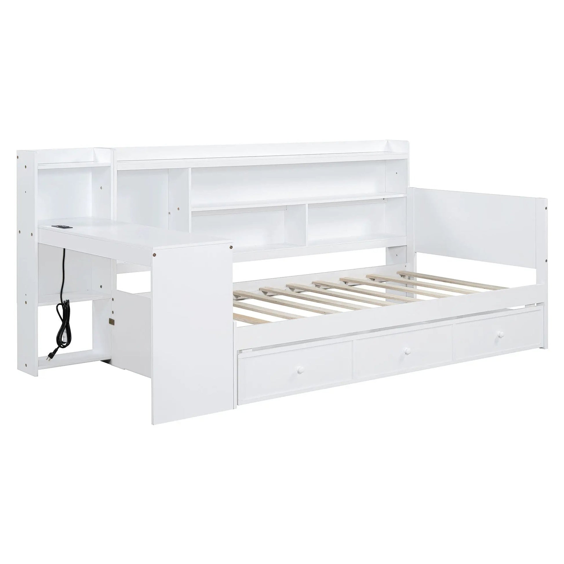Daybed with desk and three drawers USB ports white storage bed by Unique Piece Furniture on Tampa Home & Garden Store