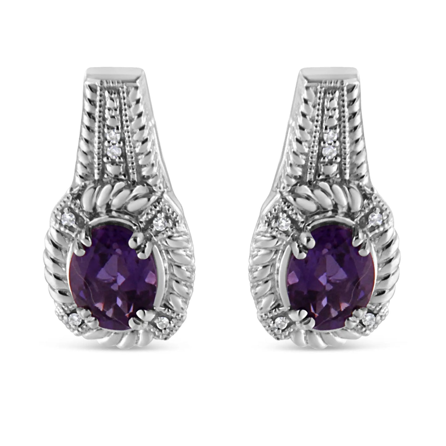 Pair of sterling silver amethyst drop earrings with diamond accents, Art Deco by Bids.com on Tampa Home & Garden Store