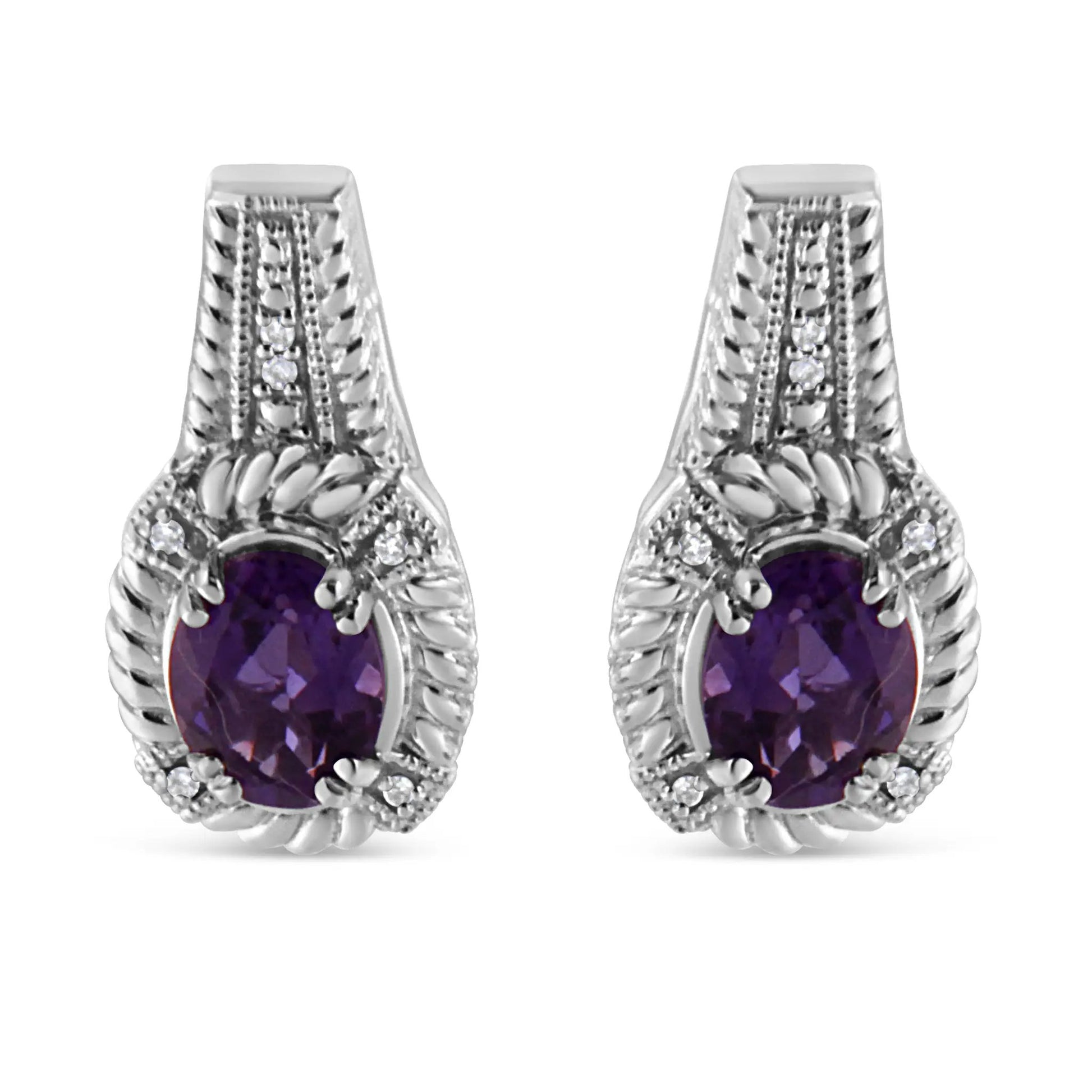 Pair of sterling silver amethyst drop earrings with diamond accents, Art Deco by Bids.com on Tampa Home & Garden Store