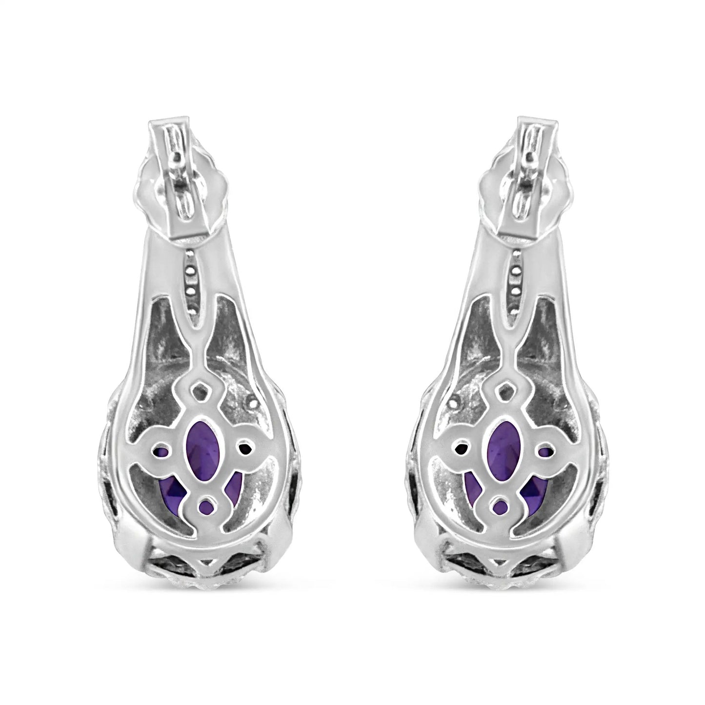 Sterling silver Art Deco drop earrings with oval purple amethyst and diamond accents by Bids.com on Tampa Home & Garden Store