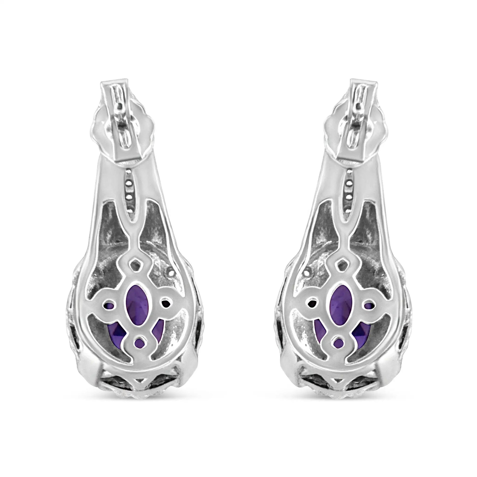 Sterling silver Art Deco drop earrings with oval purple amethyst and diamond accents by Bids.com on Tampa Home & Garden Store