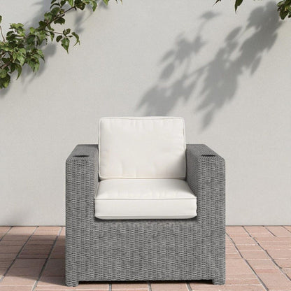Aviara outdoor club chair gray mix wicker with plush cream cushions on Tampa Home & Garden Store