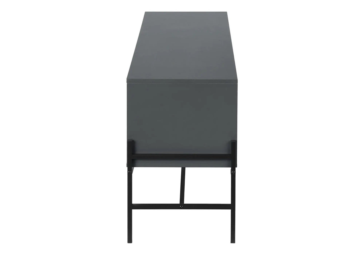 TV stand storage cabinet in dark gray with sleek black metal legs on Tampa Home & Garden Store