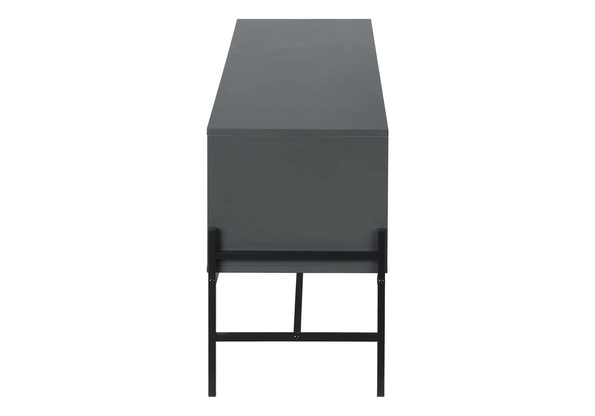 TV stand storage cabinet in dark gray with sleek black metal legs on Tampa Home & Garden Store