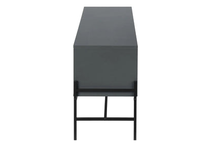 TV stand storage cabinet in dark gray with sleek black metal legs on Tampa Home & Garden Store