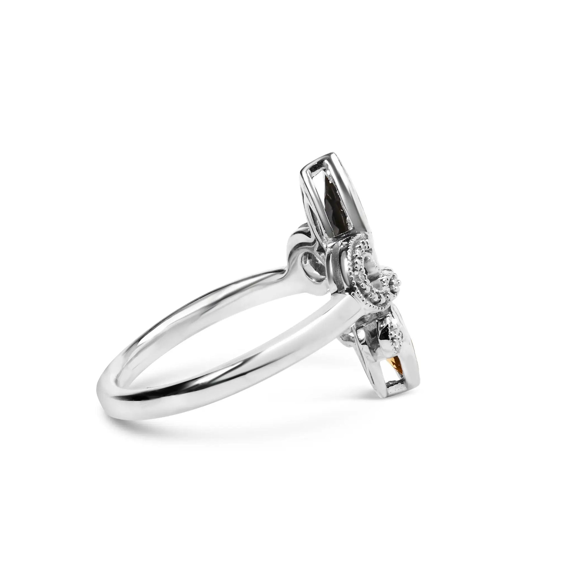 Sterling silver fleur-de-lis ring with onyx and citrine, size 7 on Tampa Home & Garden Store