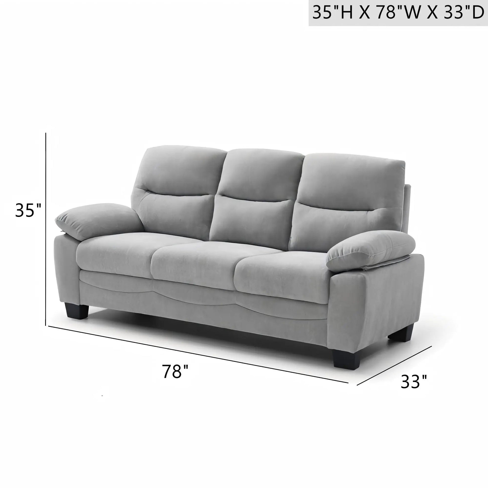 Summerton sofa with pillow-top arms in light gray fabric, stationary 78in wide on Tampa Home & Garden Store