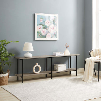 Celine 2 Shelf Console Table by HouseOfZazla in gray wood top with black metal frame on Tampa Home & Garden Store