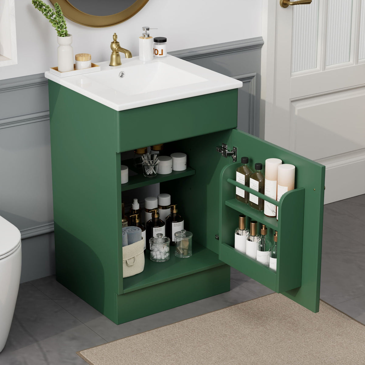 Bathroom vanity with sink, green cabinet, adjustable shelf by HouseOfZazla on Tampa Home & Garden Store