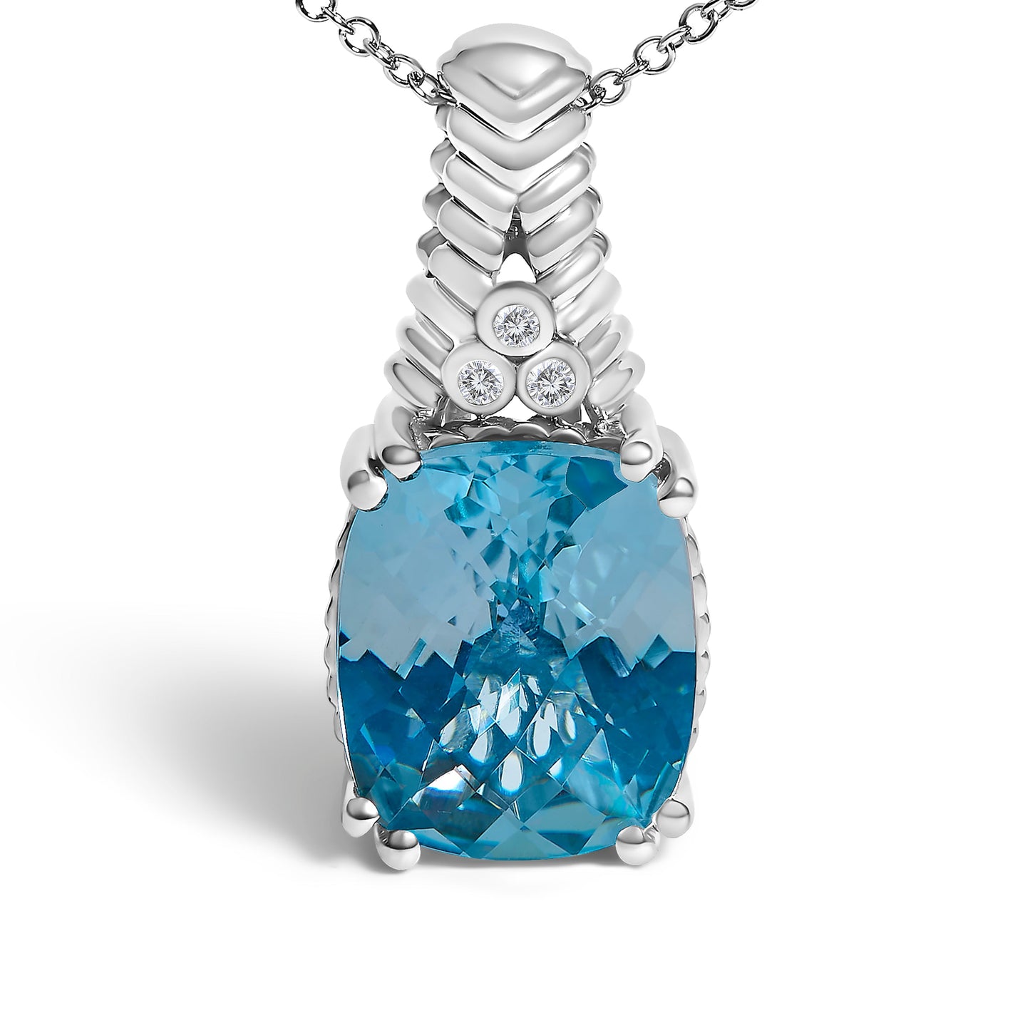 Sterling silver blue topaz pendant with diamond accents, 18in chain on Tampa Home & Garden Store