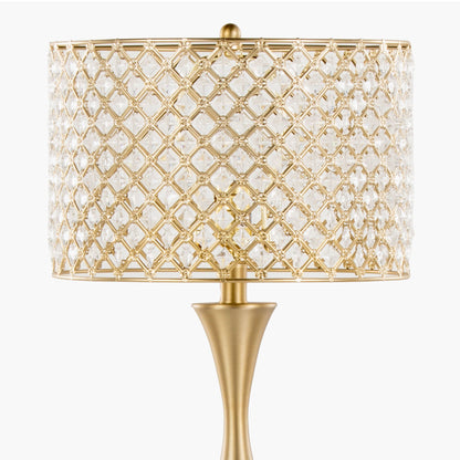 Topaz Contemporary Table Lamp with gold lattice frame and crystal prisms by HouseOfZazla on Tampa Home & Garden Store