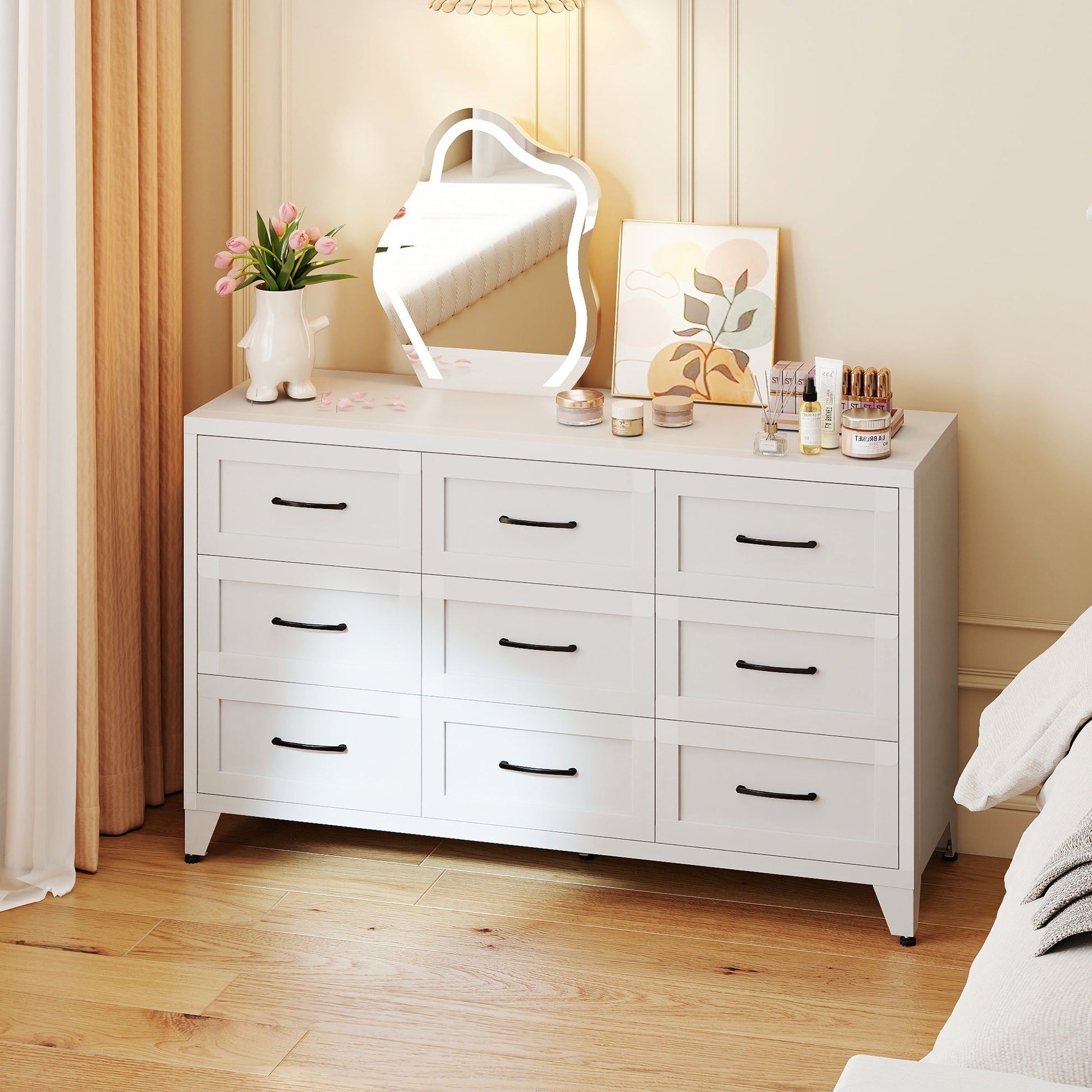 9-Drawer white metal dresser with quiet-glide rails by HouseOfZazla on Tampa Home & Garden Store