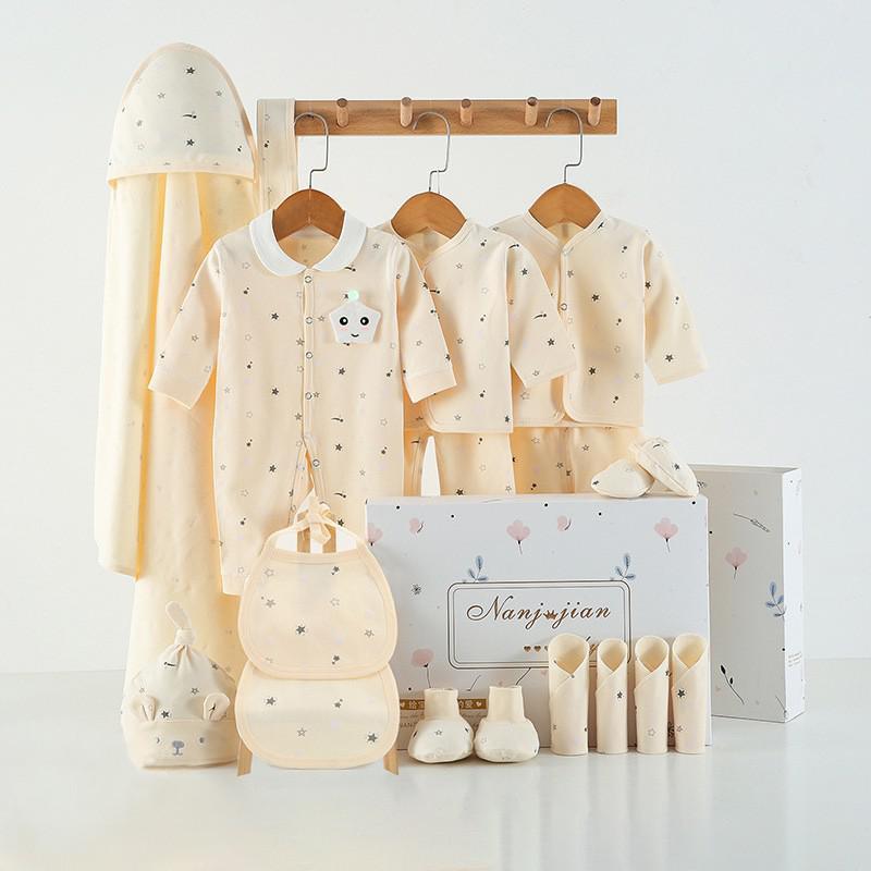 Creamy ivory newborn clothes gift set with star prints onesie and jacket on Tampa Home & Garden Store
