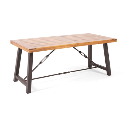 Acacia Wood Outdoor Dining Table And Iron Frame
