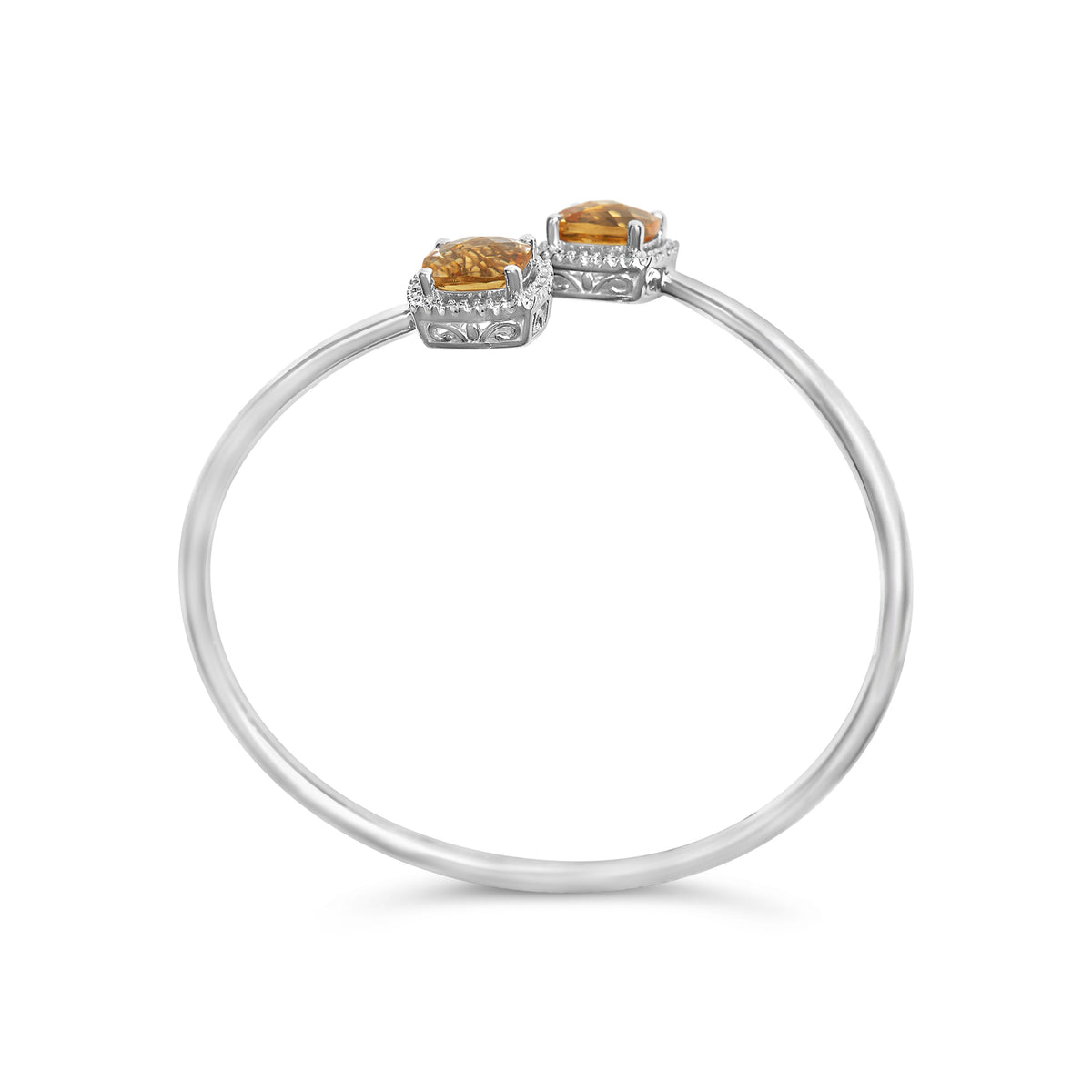 Bracelet .925 silver 8mm citrine cushion with diamonds, bypass design, fits 7.75 in. on Tampa Home & Garden Store