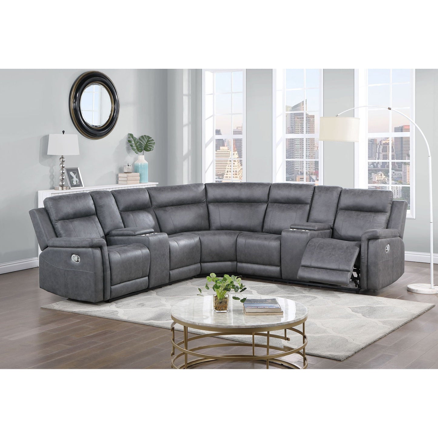 Eco Sectional Greige reclining chaise longue by HouseOfZazla gray upholstery on Tampa Home & Garden Store
