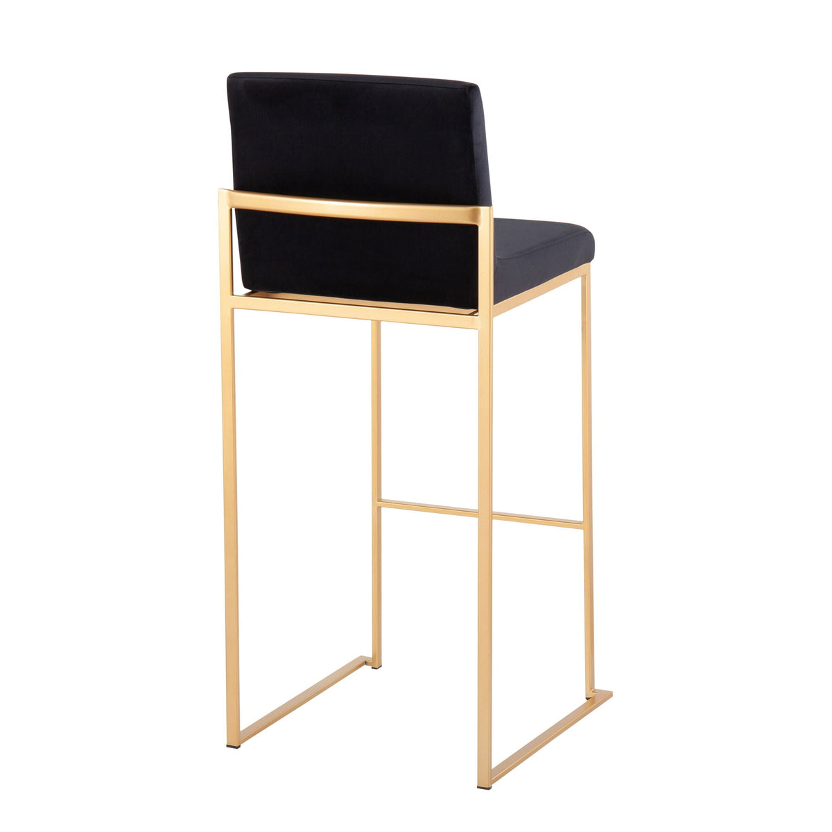 HouseOfZazla high back barstool set in black fabric with gold metal frame, 2 stools on Tampa Home & Garden Store