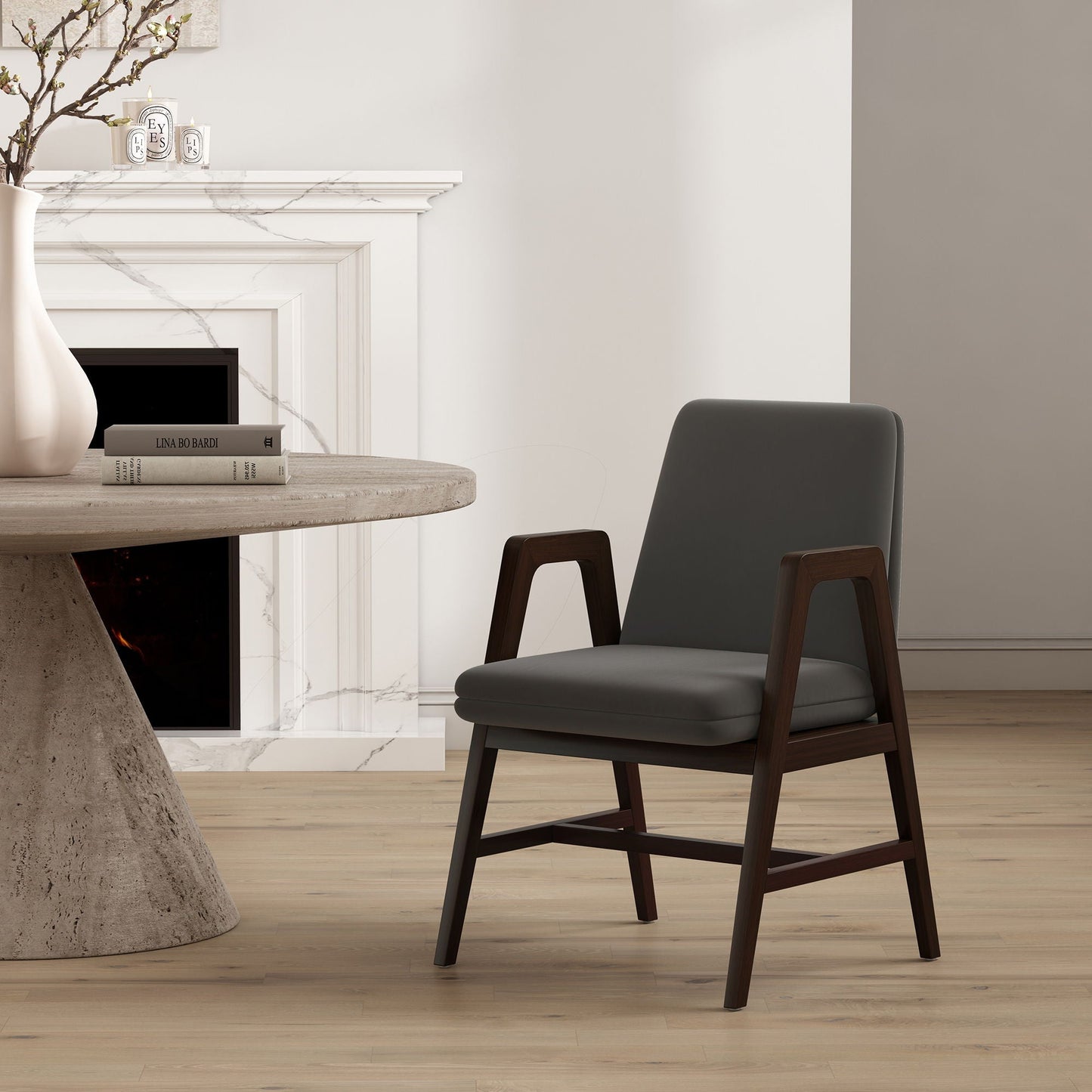 Stella Cream Armchair with Beech Wood and Cushion