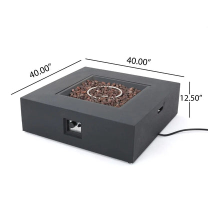 Modern 50,000 Btu square fire table with propane tank in dark gray concrete by HouseOfZazla on Tampa Home & Garden Store