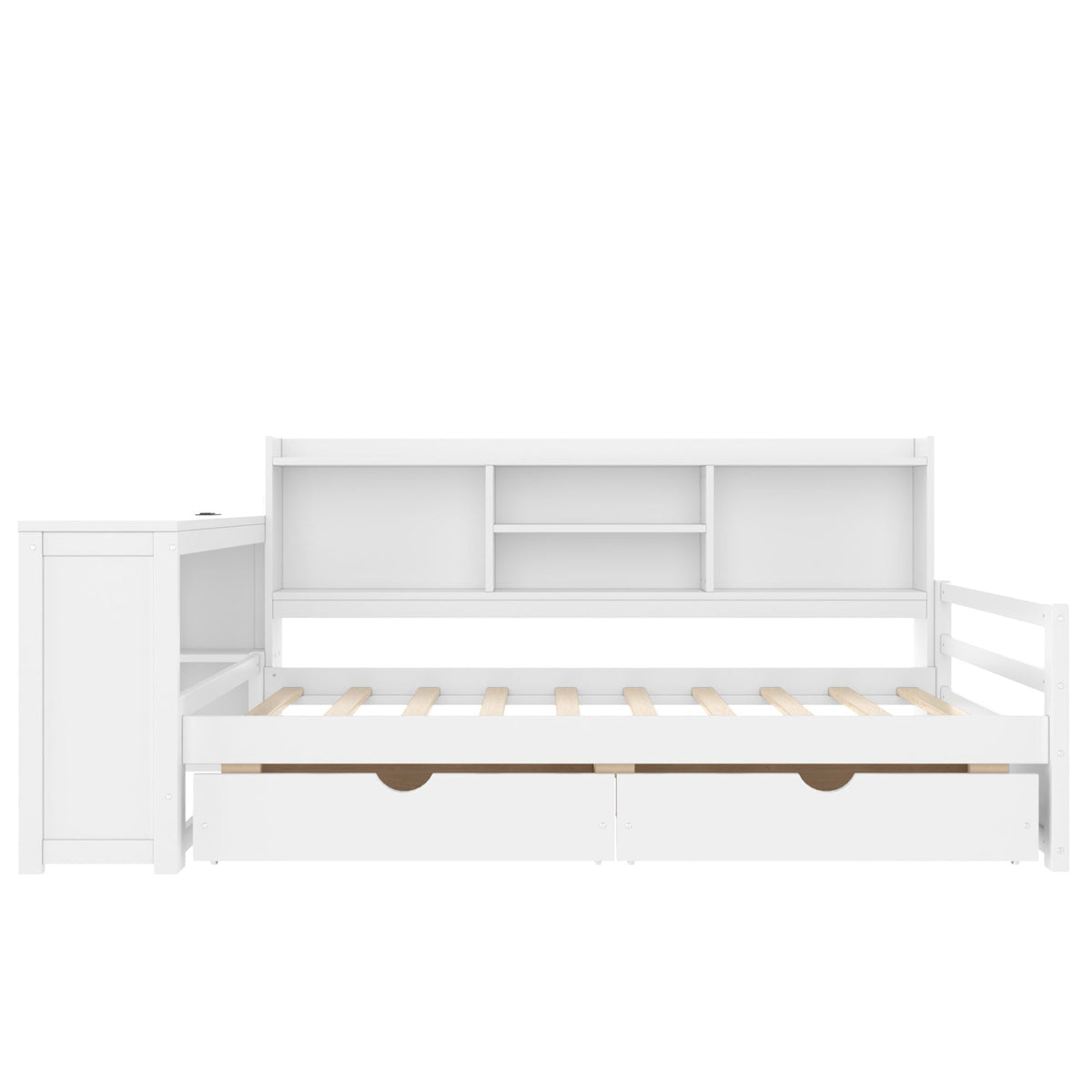 Corner daybed with storage drawers and desk, white finish with bookcase by HouseOfZazla on Tampa Home & Garden Store