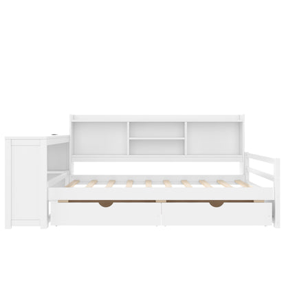 Corner daybed with storage drawers and desk, white finish with bookcase by HouseOfZazla on Tampa Home & Garden Store