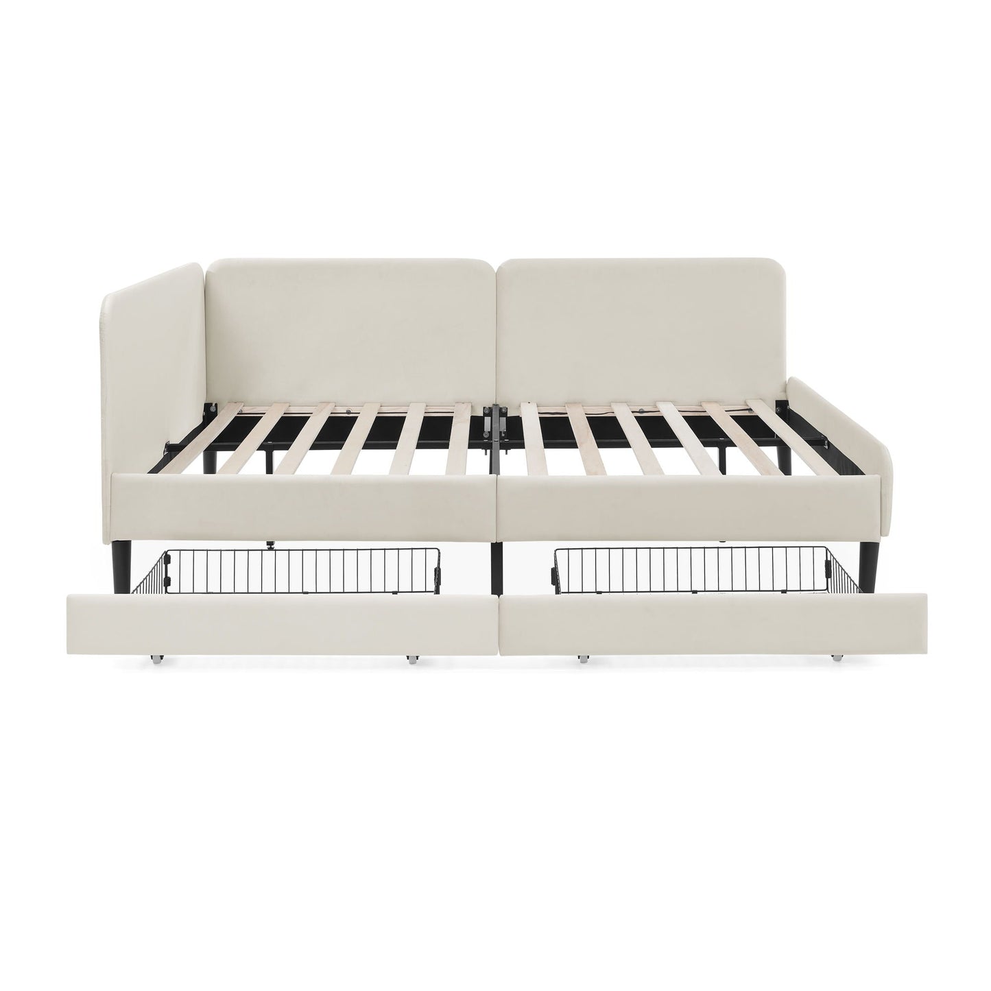 Upholstered Platform Sofa Bed with Drawers