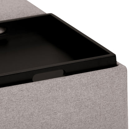 Avalon Square Ottoman Coffee Table With Trays, black top and gray base storage ottoman on Tampa Home & Garden Store