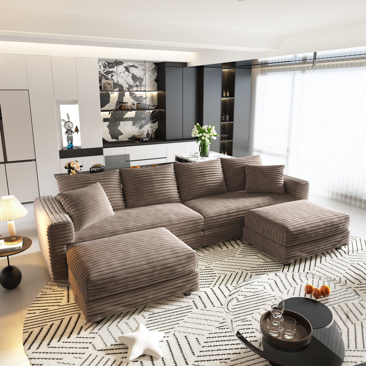 Modern Deep Seat Upholstered Sofa and Couch