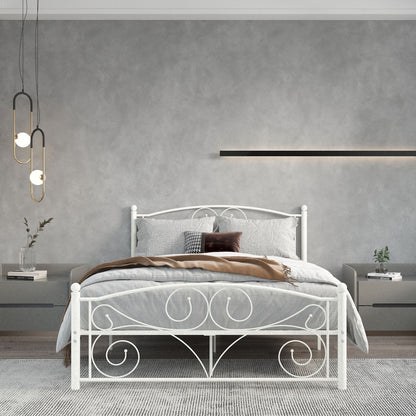 Sturdy Metal Bed Frame With Headboard and Footbed