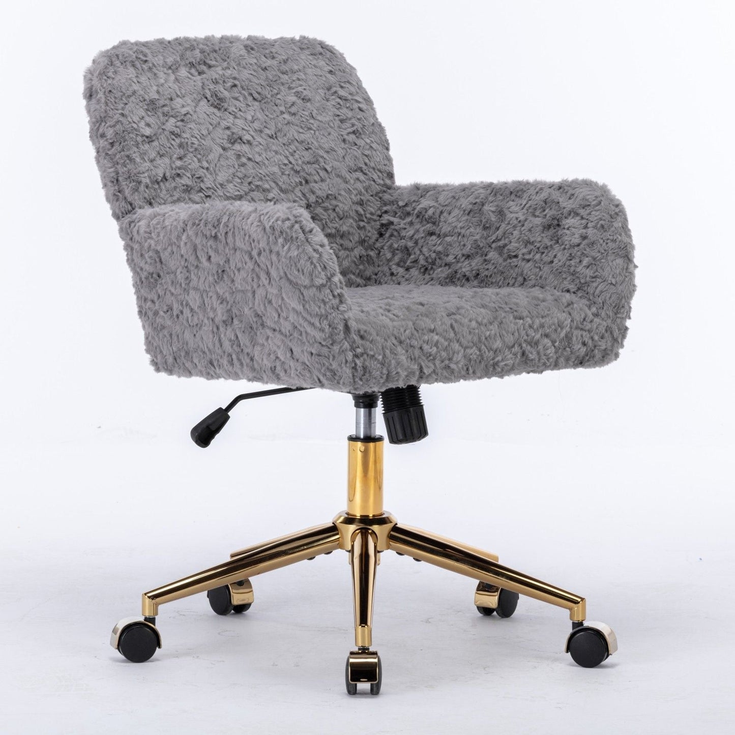 Office Chair with Rabbit Hair and Metal Base