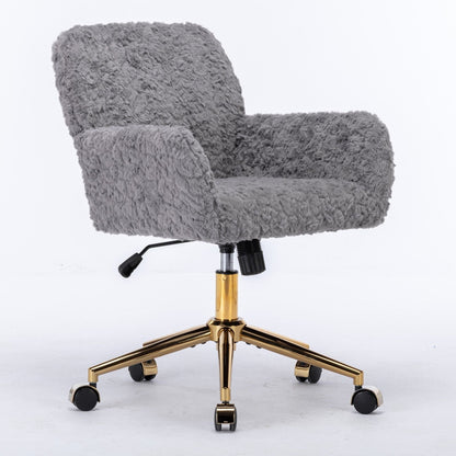 Office Chair with Rabbit Hair and Metal Base