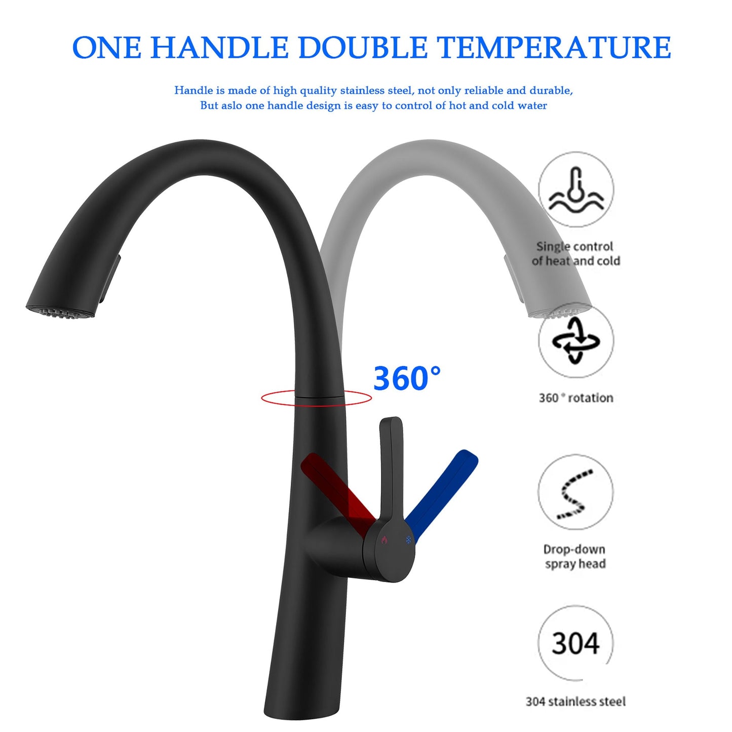 Single Handle And Stainless Steel Kitchen Faucet