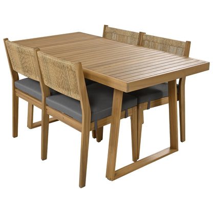 U_Style acacia wood outdoor dining table with woven-back chairs and cushions by HouseOfZazla on Tampa Home & Garden Store