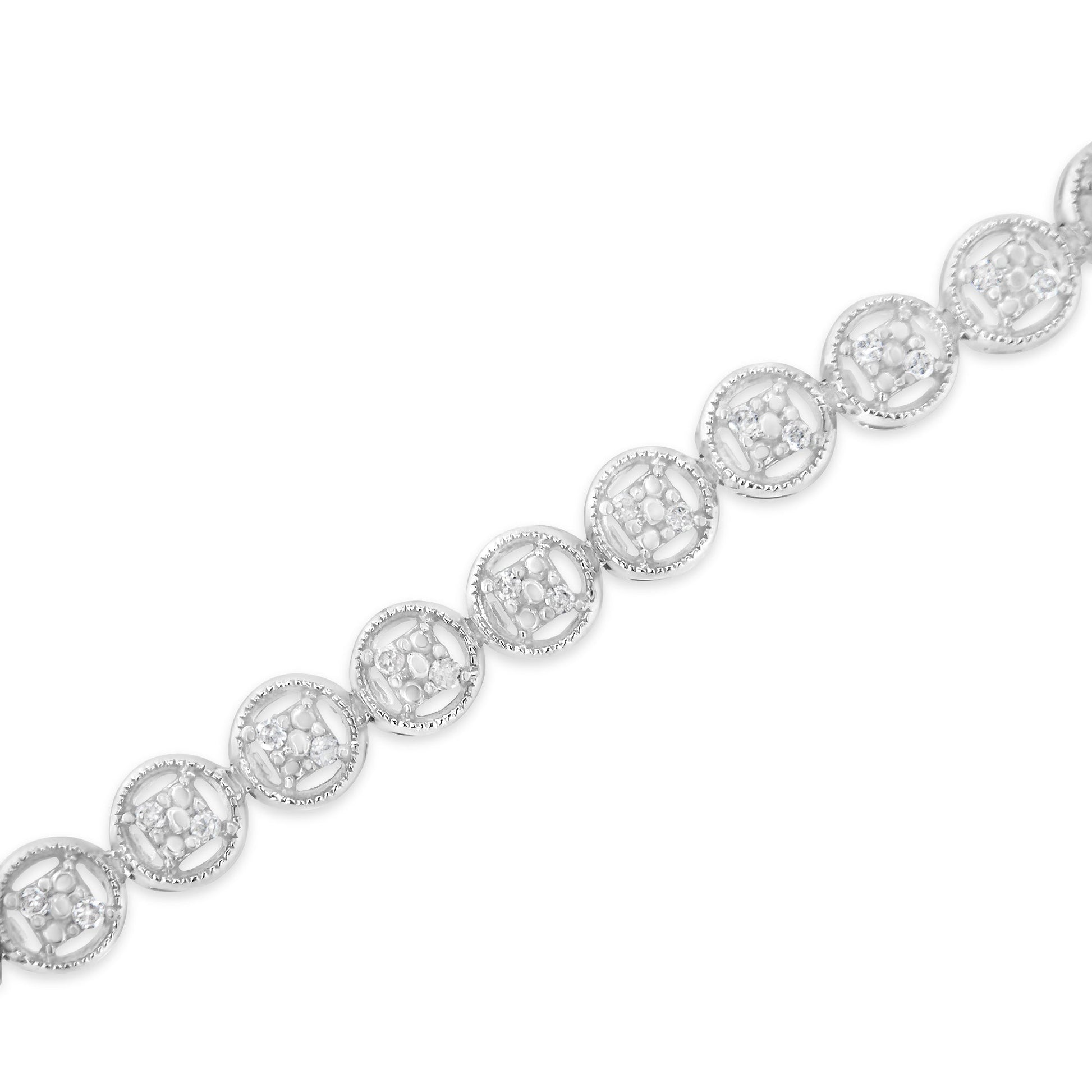 Diamond tennis bracelet with circle wheel links, 14K rose gold over sterling silver, 7in length on Tampa Home & Garden Store