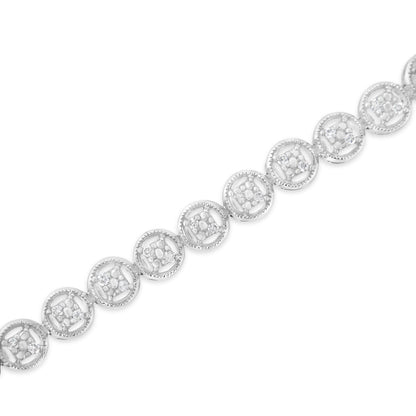 Diamond tennis bracelet with circle wheel links, 14K rose gold over sterling silver, 7in length on Tampa Home & Garden Store