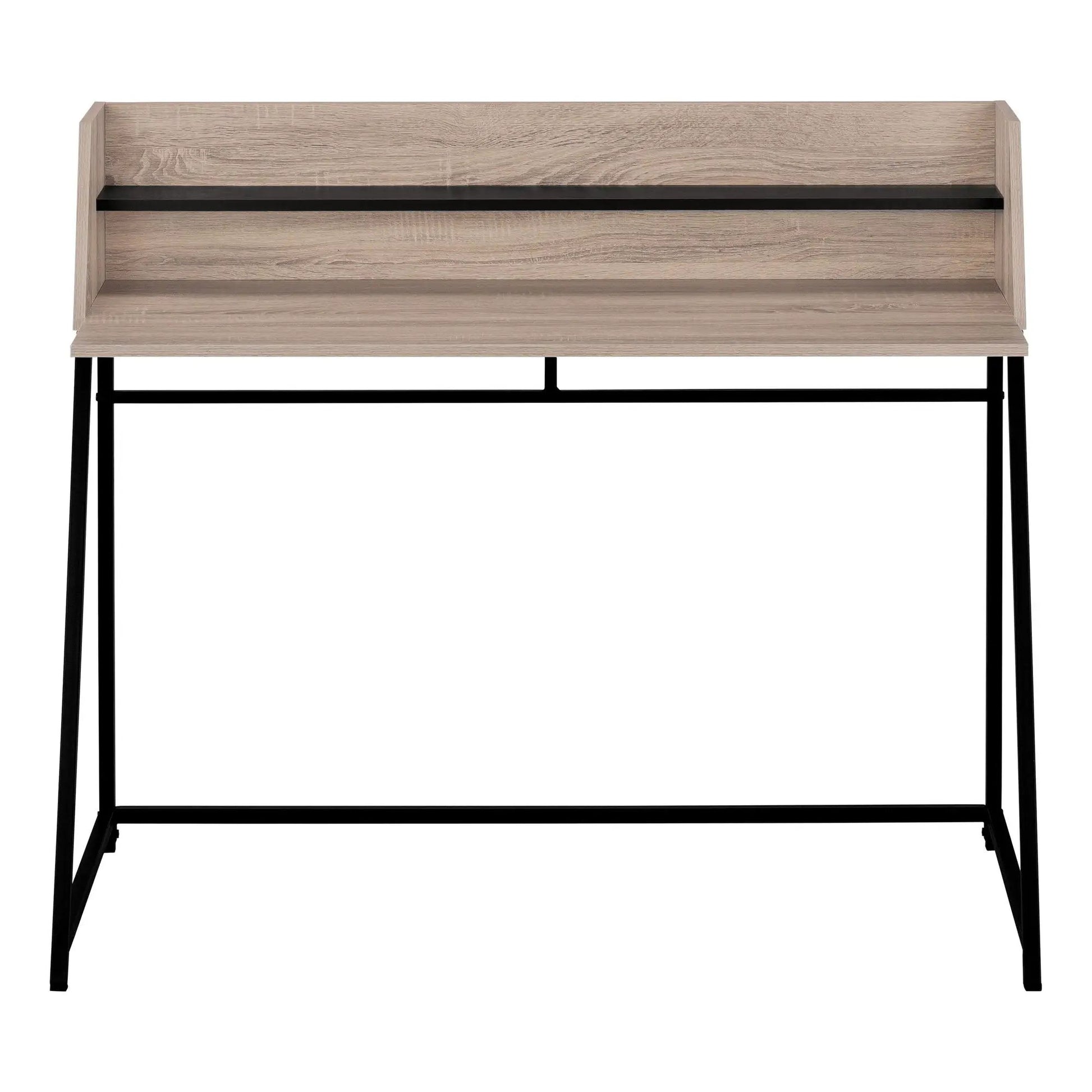 Computer desk in light oak with storage shelf and black metal legs by Unique Piece Furniture on Tampa Home & Garden Store