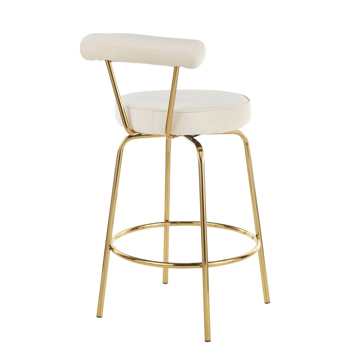 Glam Counter Stool with Swivel Seat ivory upholstery and gold metal frame HouseOfZazla on Tampa Home & Garden Store