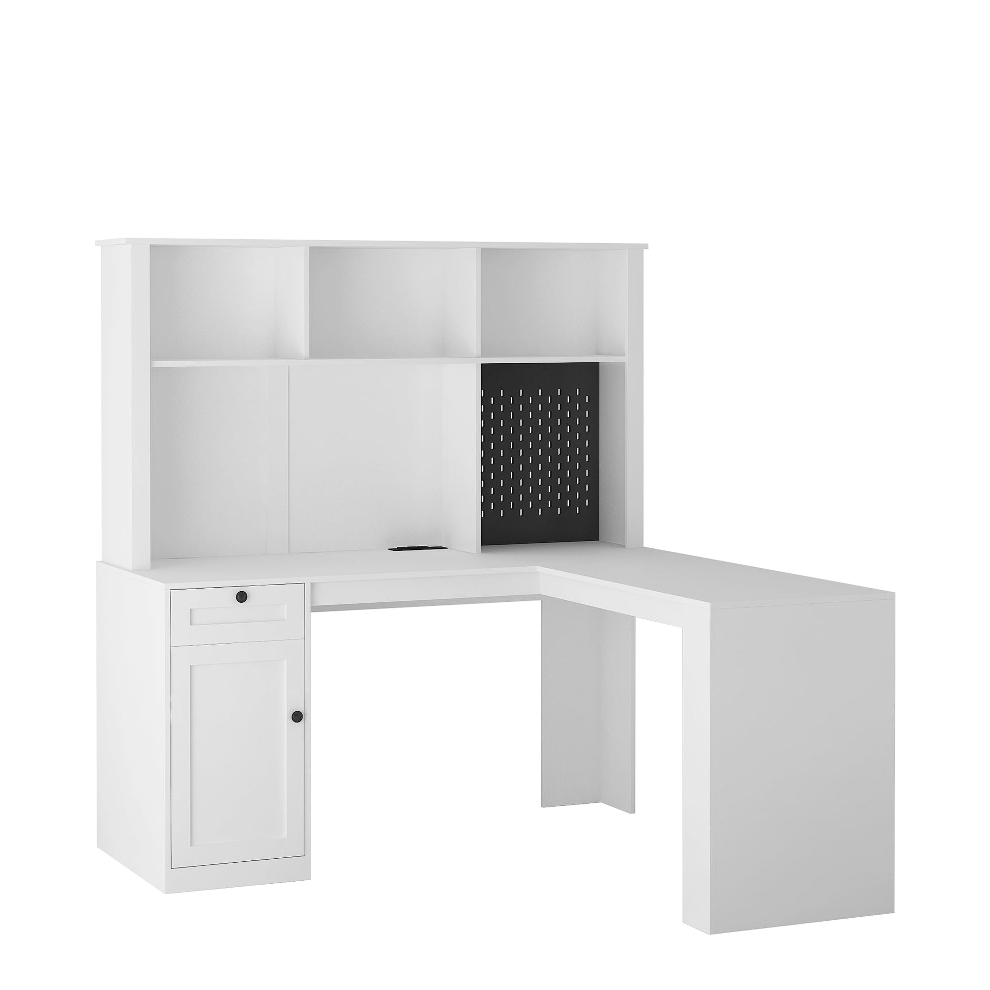 Corner gaming computer desk with socket, drawers, bookshelf and writing desk, modern L-shaped learning desk with storage space - Tampa Home & Garden Store