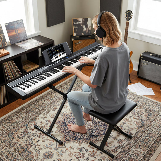 88-Key Electric Piano Keyboard with Adjustable Stand and Portable Bag - Tampa Home & Garden Store