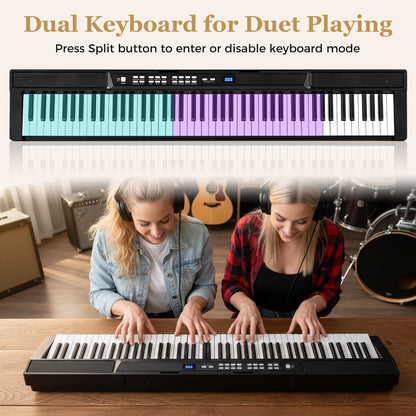 88-Key Electric Piano Keyboard with Adjustable Stand and Portable Bag