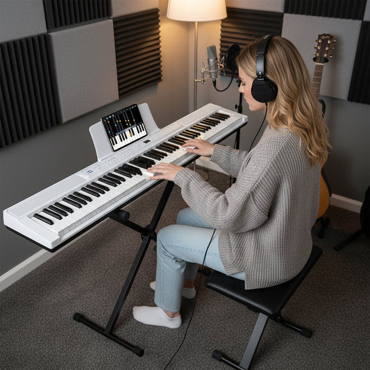 88-Key Electric Piano Keyboard with Adjustable Stand and Portable Bag - Tampa Home & Garden Store