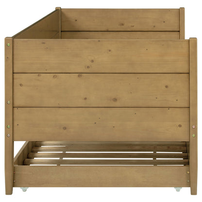 Stewart Twin Daybed with Trundle in natural wood finish by HouseOfZazla on Tampa Home & Garden Store