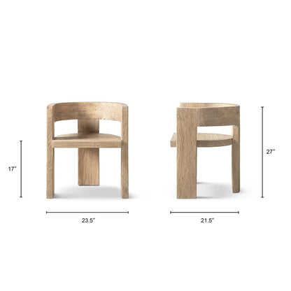 Accent curved dining chair with sculptural natural wood frame, HouseOfZazla armchairs (2) on Tampa Home & Garden Store