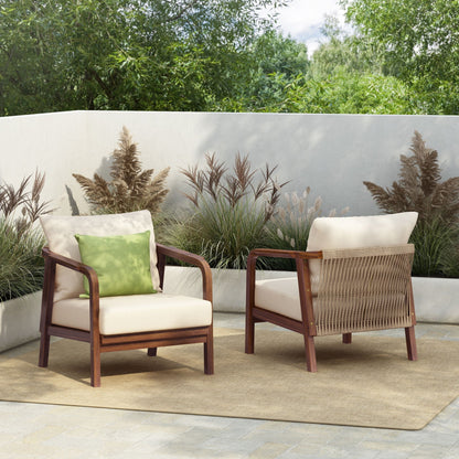Solid Wood Lounge Chair With Woven Backrest