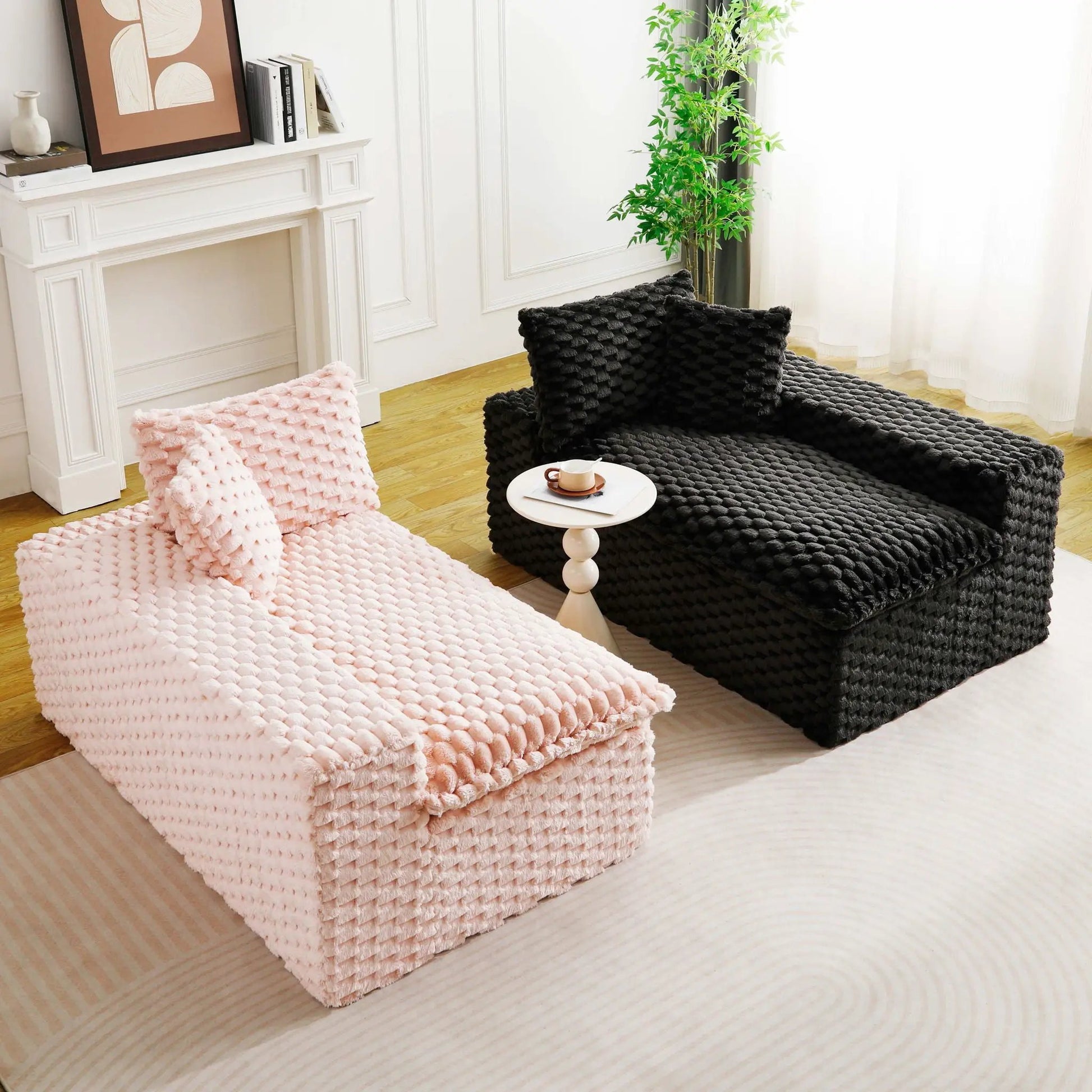 Multifunctional sofa pink and black knitted fabric, stationary set fits 4 people on Tampa Home & Garden Store