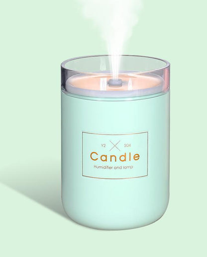 280ml ultrasonic humidifier candle diffuser by Stevvex, mint green with soft light on Tampa Home & Garden Store
