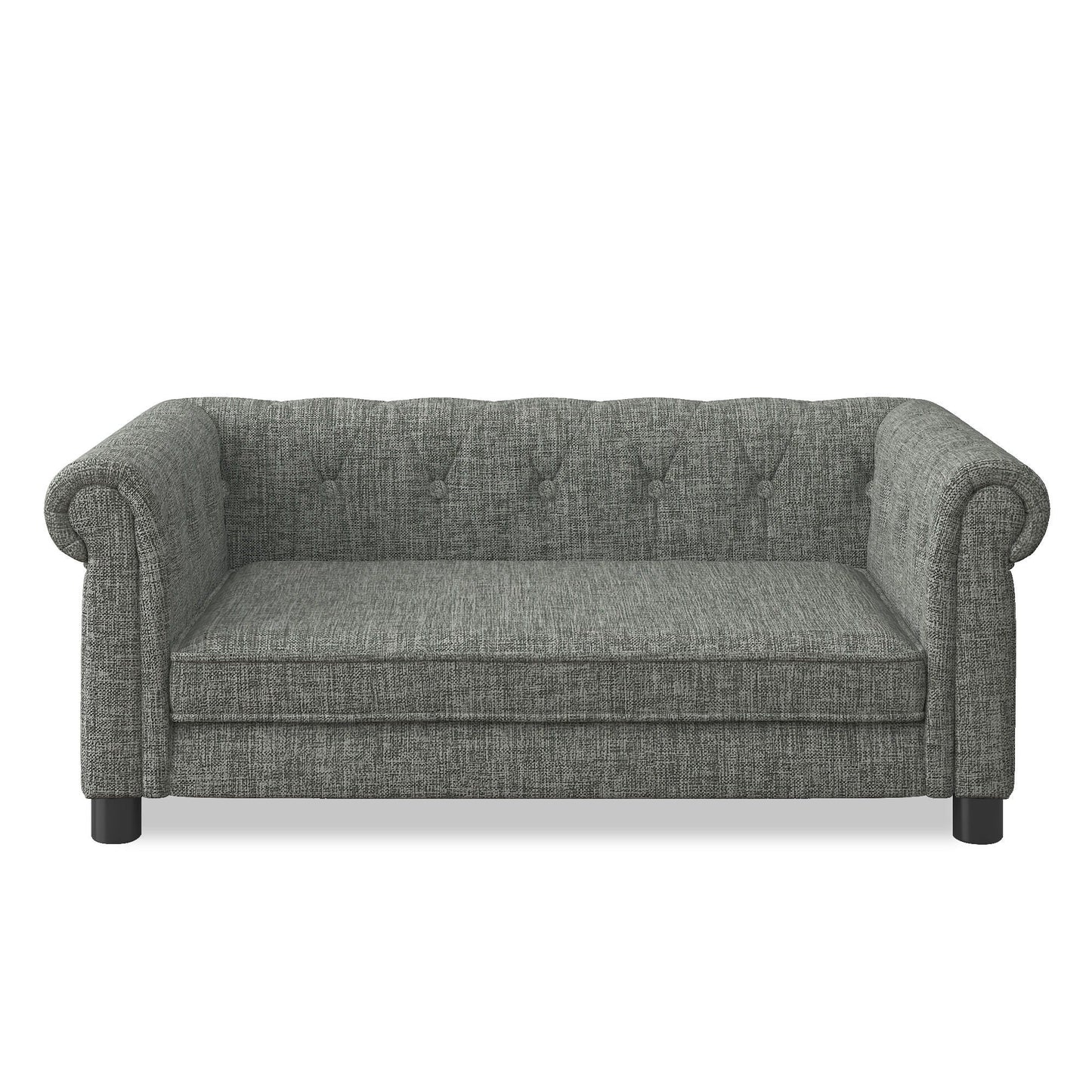 Modern Elegant Rectangle Pet Bed dog sofa by HouseOfZazla in gray textured fabric elevated on Tampa Home & Garden Store