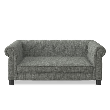 Modern Elegant Rectangle Pet Bed dog sofa by HouseOfZazla in gray textured fabric elevated on Tampa Home & Garden Store