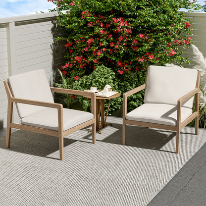 Durable Acacia Wood Patio Armchair Set of Two